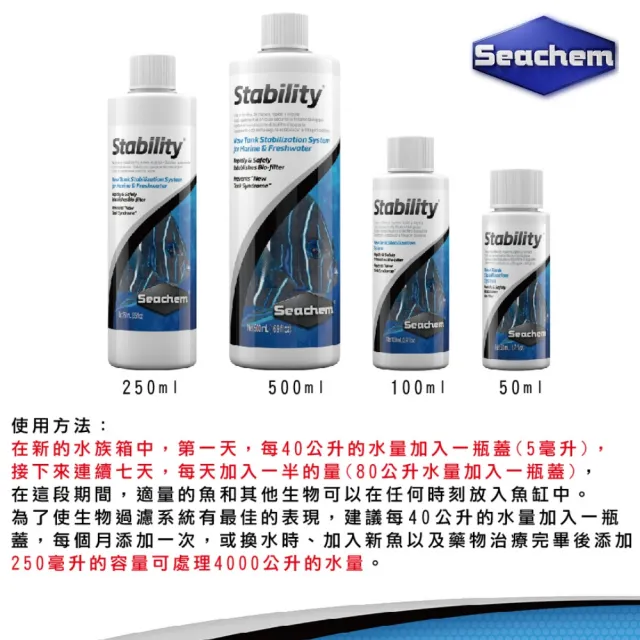 【Seachem 西肯】除氯氨水質穩定劑250ml+全效硝化菌250ml水質全餐二瓶一組美國原裝(淡海水觀賞魚魚缸使用)