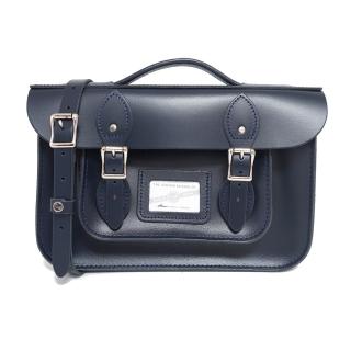 【The Leather Satchel Co.】12.5吋 英國手工牛皮劍橋包 手提包 肩背包 側肩包 多功能兩用包(湖泊藍)