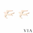 【VIA】白鋼耳釘 燕子耳釘/動物系列 飛翔燕子造型白鋼耳釘(金色)