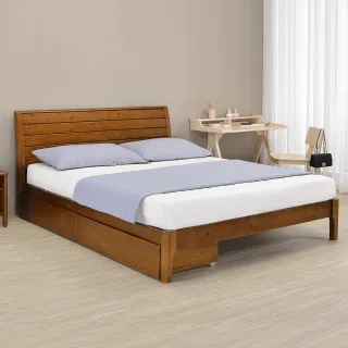 【BODEN】歐利5尺雙人實木床架/床組-收納抽屜型