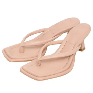 【Ann’S】ANNSTAR DENISE聯名-澎澎夾腳特寬方頭酒杯跟涼拖鞋6cm(杏)