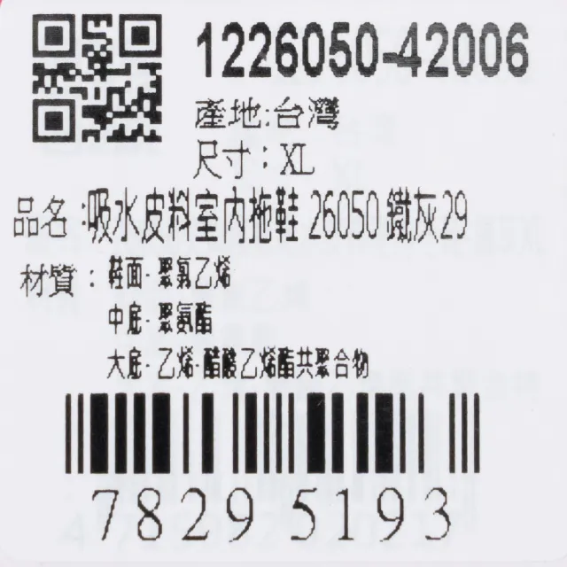 【NITORI 宜得利家居】吸水皮料室內拖鞋 26050 鐵灰 29(吸水皮料室內拖鞋 室內拖 拖鞋)