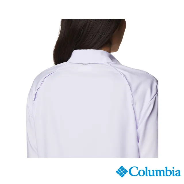 【Columbia 哥倫比亞 官方旗艦】女款-超防曬UPF50快排長袖襯衫-紫色(UAL99100PL / 2023年春夏)