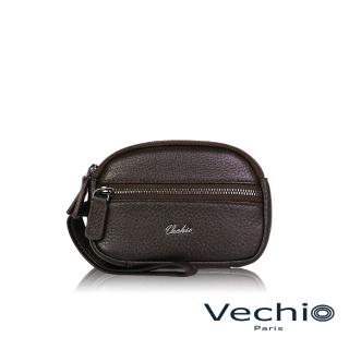 【VECHIO】臺灣總代理 伊利 橢圓拉鍊零錢包-咖啡色(VE047W050BR)