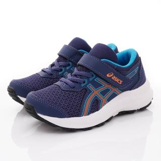 【asics 亞瑟士】休閒運動慢跑鞋(1014A258-405藍-17-22cm)