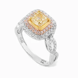 【CTJ】女王節!1克拉 Fancy Yellow 18K金 纏繞黃彩 天然鑽 鑽石戒指(鑽石閃耀時刻 只為摯愛的妳)