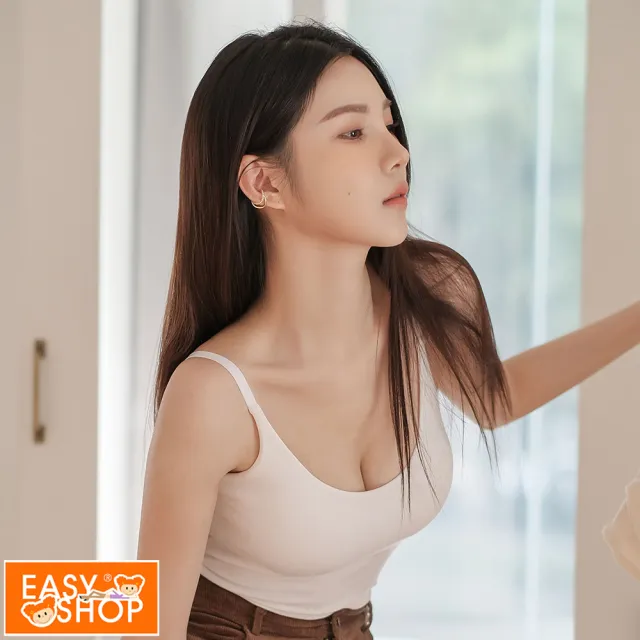 【EASY SHOP】Banana Pie-BRA TOP-U領長版爆乳涼感背心(白色山茶)