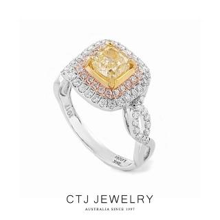【CTJ】璀璨母親節!1克拉 Fancy Light Yellow 18K金 黃鑽 天然鑽 鑽石戒指(天然珠寶 限時優惠)