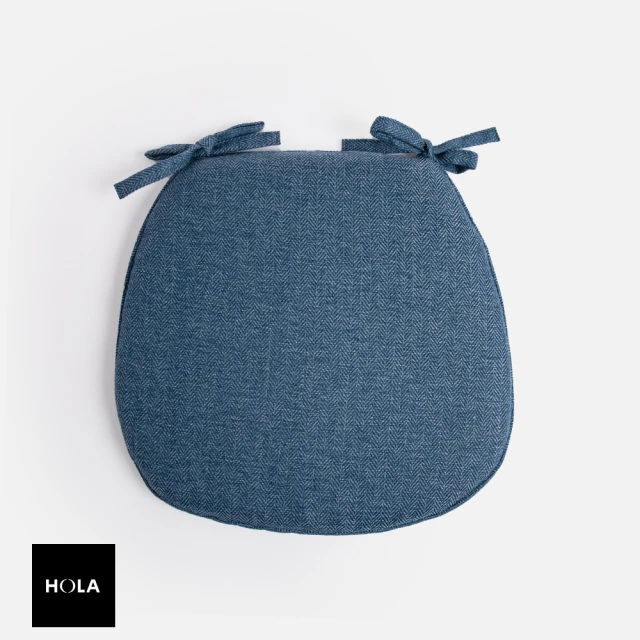 【HOLA】素色人字紋緹花滾邊餐椅墊38x38cm-藍染藍