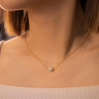 【Olivia Yao Jewellery】14K 天然極致光澤8mm白圓珍珠項鍊 14K合金項鍊(Classic Collection/聖誕/送禮)