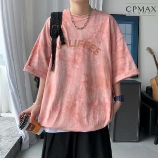 【CPMAX】韓版潮流字母落肩暈染短袖t恤(上衣短T 五分袖 圓領上衣 男裝 夏季 休閒短袖t恤 男印花短T T226)