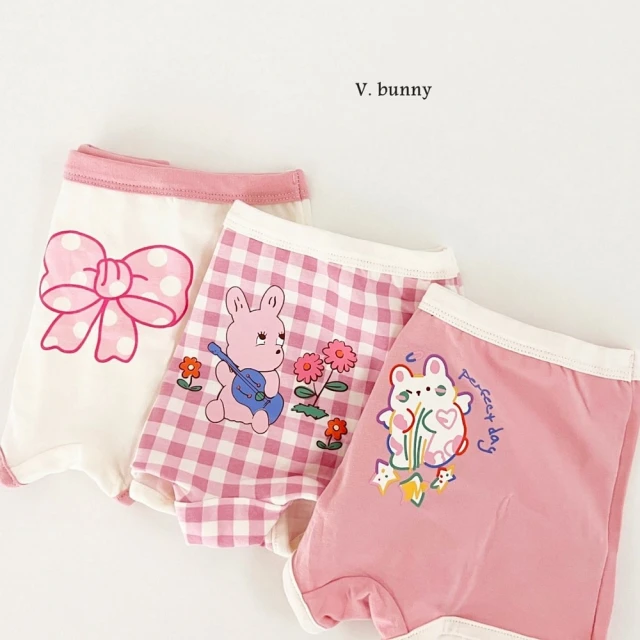 【韓國 V.Bunny】女孩女童內褲3件組-粉色蝴蝶結(TM2303-049)