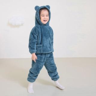 【OB 嚴選】可愛保暖毛絨熊熊居家睡衣套裝童裝 《QA1673》