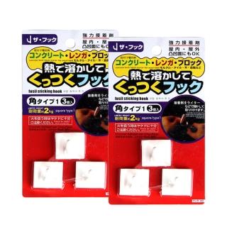 【日本KM】強力無痕黏貼掛勾-K49方形3入*2組(高承重 黏貼萬用掛勾)