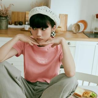 【OB 嚴選】美國棉印花下擺鬆緊帶拉克蘭袖短版上衣 《KG1584》
