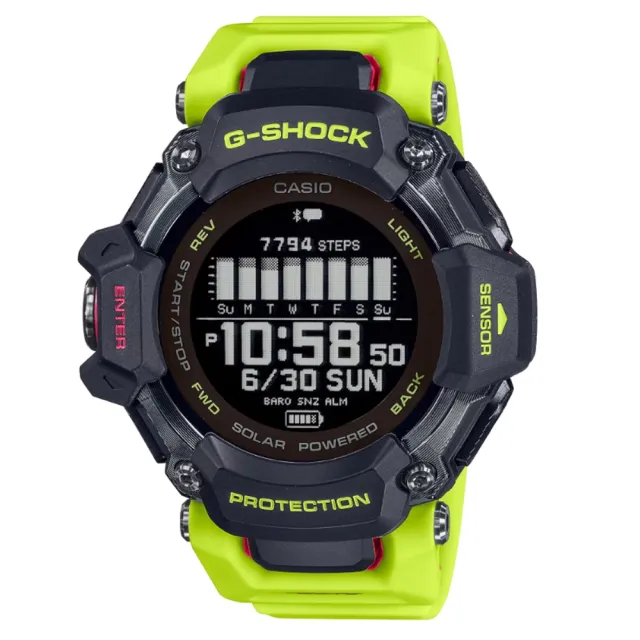 【CASIO 卡西歐】G-SHOCK 心率偵測 GPS功能 藍牙 太陽能電力 援多種運動 輕量升級 GBD-H2000-1A9_52.6mm