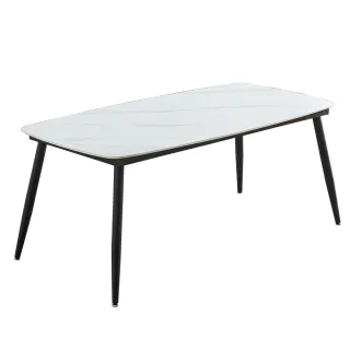 【AT HOME】6尺白色岩板餐桌/工作桌/洽談桌 現代簡約(卡門)