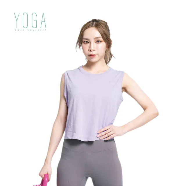 【AREXSPORT】瑜珈上衣 瑜珈無袖 瑜珈服 加大瑜珈服 瑜珈短版 棉質瑜珈衣M-2L(瑜珈服 瑜珈棉質上衣)