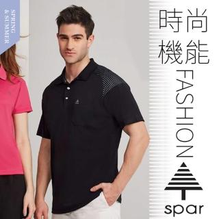 【SPAR】男款 吸濕排汗彈性短袖POLO衫.休閒衫.排汗上衣(S238209 黑色)