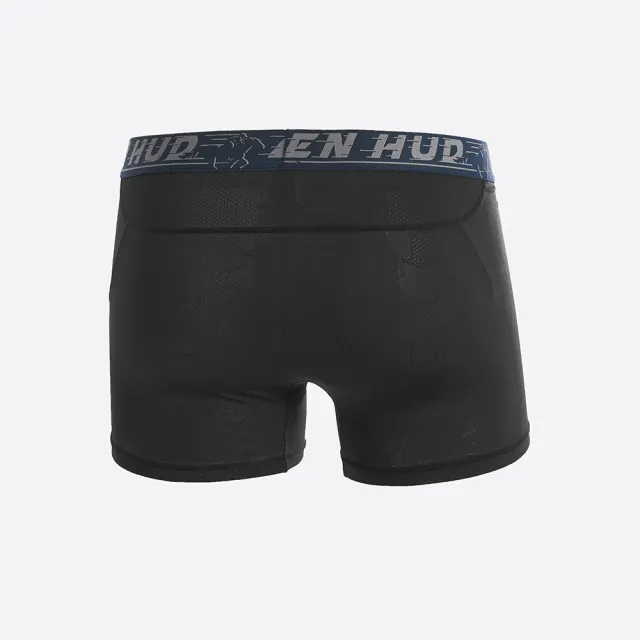 【Anden Hud】男款_吸濕排汗機能系列．緹花短版平口內褲(黑-灰字緊帶)