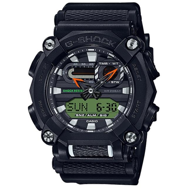 【CASIO 卡西歐】G-SHOCK 時尚工業風雙顯手錶 情人節 禮物(GA-900E-1A3)