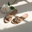 【FAIR LADY】優雅小姐 時尚鍊條設計款一字拖鞋(蜜糖棕、132533)