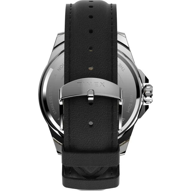 【TIMEX】天美時 風格系列  八角錶圈 低調黑紳士手錶 銀x藍 TXTW2V43200