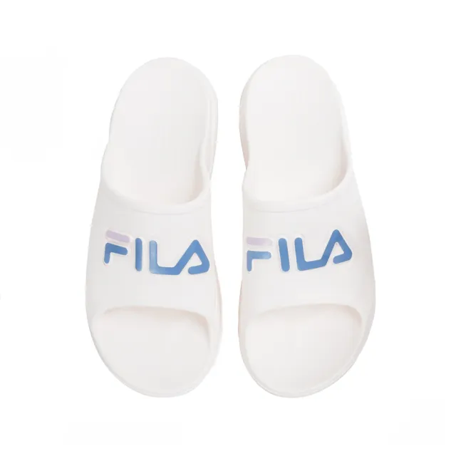 【FILA】Plumpy Slide 男女 涼拖鞋 一片拖 防水 輕量 夏日 海灘 米白 藍(4-S334X-113)