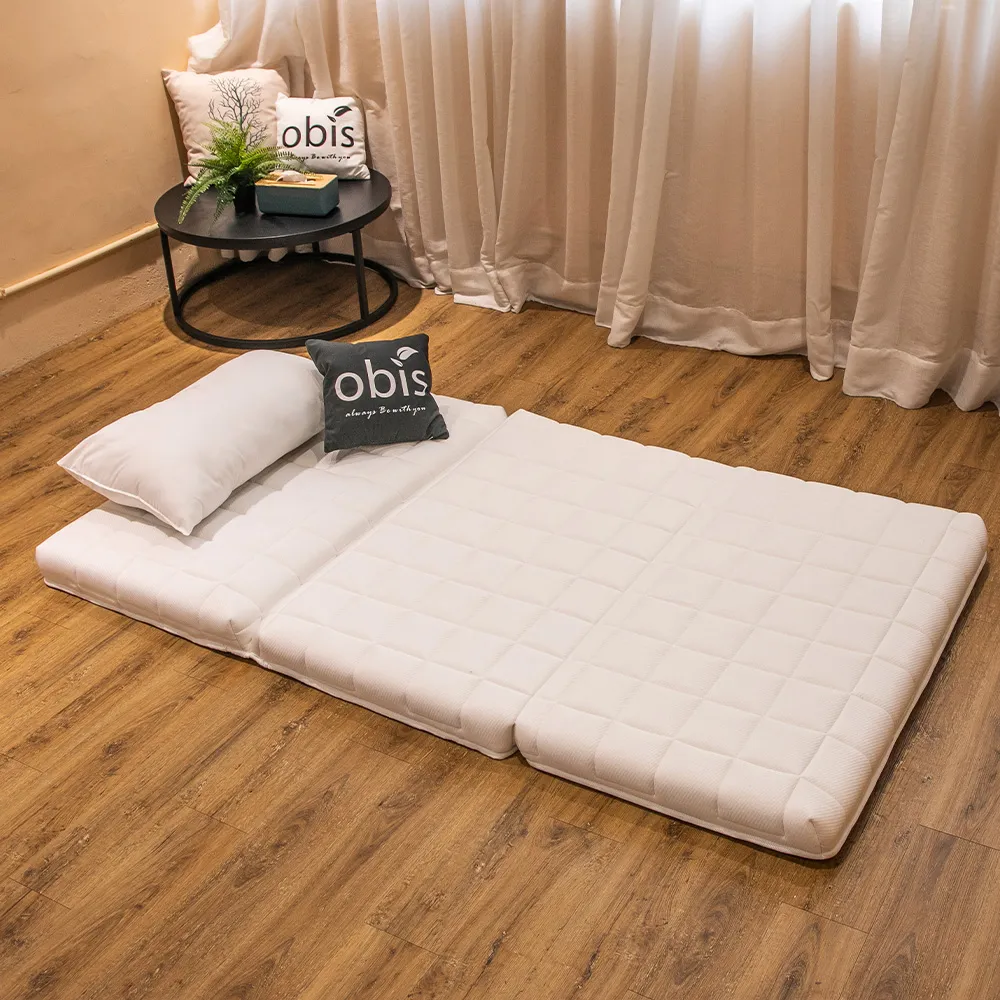 【obis】One Cool 冰峰涼感超舒適極厚泡棉折疊床墊(單人加大3.5X6.2尺 三折極厚泡棉床墊)