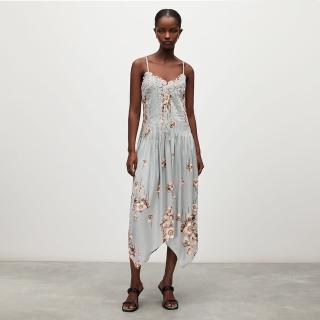 【ALLSAINTS】ARABELLA FILLIPA 蕾絲滑順花卉印花中長版洋裝 WD057Y(修身版型)