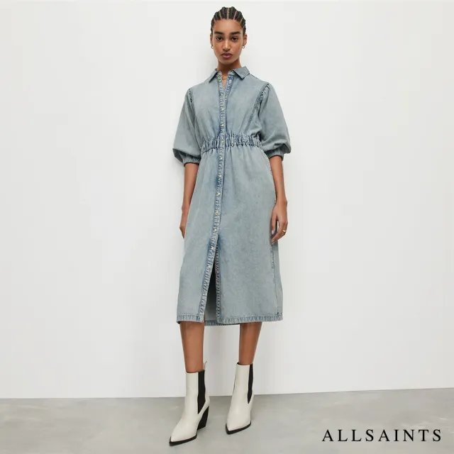 【ALLSAINTS】OSA 水洗牛仔中長版襯衫式洋裝(常規版型)