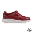 【A.S.O 阿瘦集團】機能休閒 萬步健康氣墊鞋 牛皮拼接透氣網-男款(正紅色)