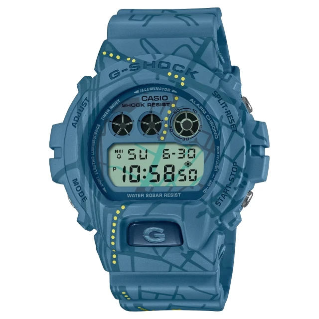 【CASIO 卡西歐】G-SHOCK 東京澀谷地圖 電子腕錶x藍 47.1mm(DW-6900SBY-2)