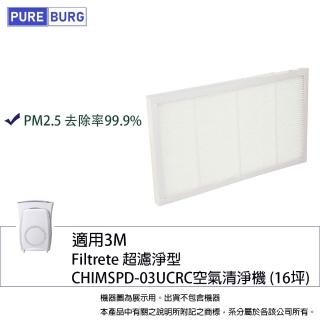 【PUREBURG】適用3M Filtrete超濾淨型CHIMSPD-03UCRC空氣清淨機 16坪 副廠替換用HEPA濾網