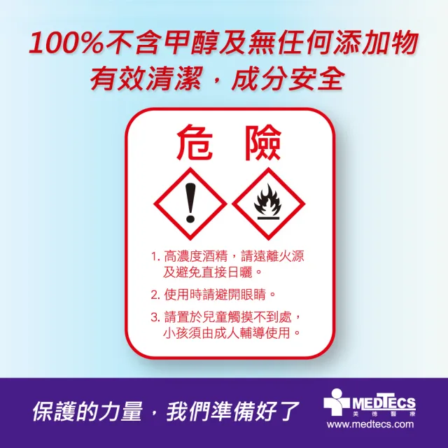 【MEDTECS 美德醫療】12瓶組 美德清潔用酒精 75% 500ml(不含甲醇/無異味/不黏膩/不刺激)