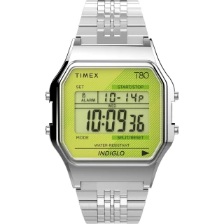 【TIMEX】天美時  T80電子錶 銀x綠 TXTW2V19300