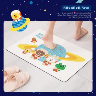 【收納王妃】LINE FRIENDS 外太空系列 軟式珪藻土 吸水地墊 珪藻土 地墊 腳踏墊(60*40*0.5)