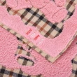 【DAKS】泰迪熊系列熊熊正格紋純綿方巾(粉紅色)