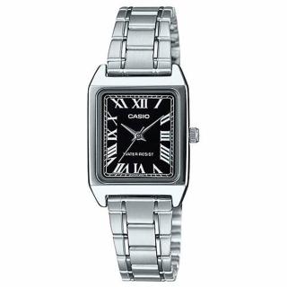 【CASIO 卡西歐】經典時尚方形古典羅馬時刻不鏽鋼腕錶-黑麵(LTP-V007D-1B)