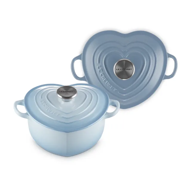 【Le Creuset】琺瑯鑄鐵鍋愛心鍋 20cm(海岸藍/礦石藍)