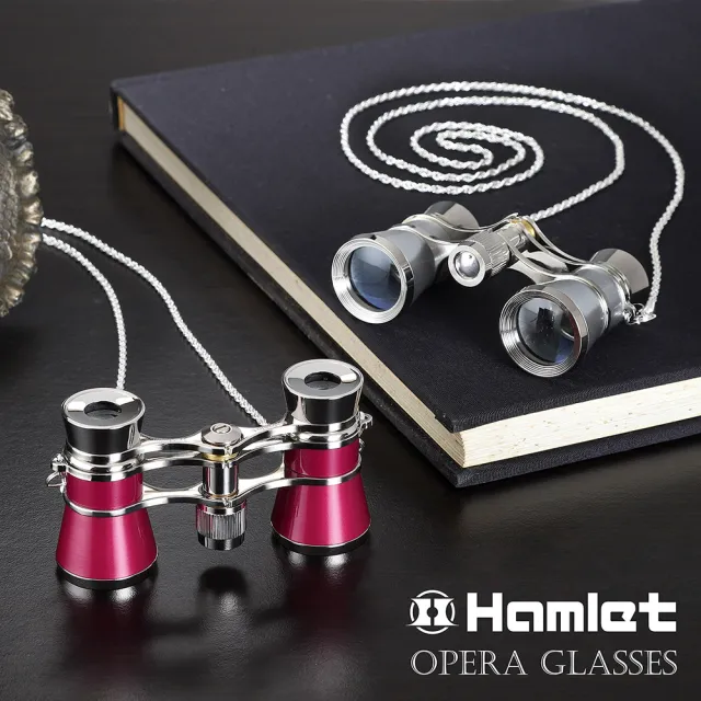 【Hamlet】Opera Glasses 3x24mm 醫療鋼項鍊式經典歌劇望遠鏡 波爾多酒紅(I033-RD)