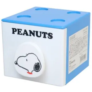【小禮堂】Snoopy 單抽積木收納盒 - 藍白大頭款(平輸品)