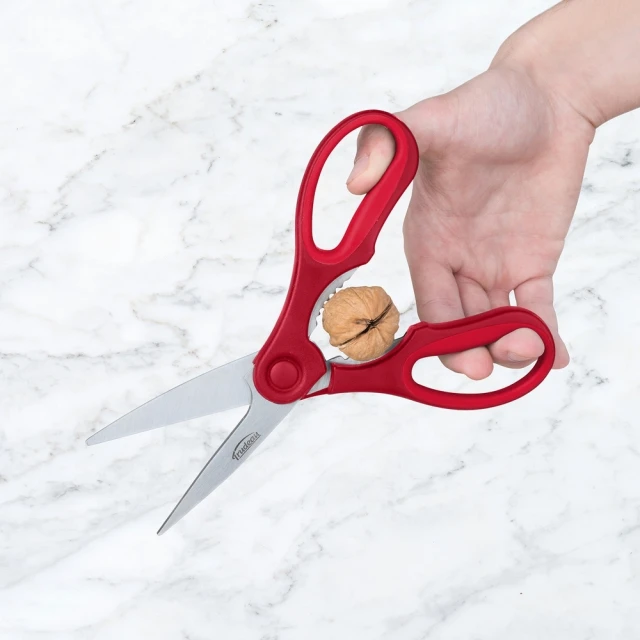 【TRUDEAU】可拆卸破殼料理剪刀 紅20cm(食物剪 多功能廚用剪刀 寶寶食物剪 副食品剪刀)