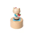 【小禮堂】Hello Kitty 造型木質旋轉音樂鈴 - 拿蘋果款(平輸品)