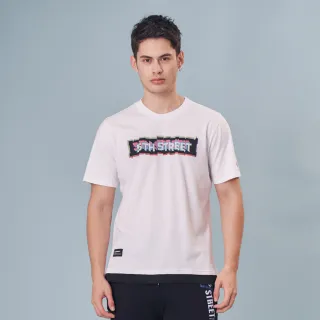 【5th STREET】男裝 短袖 短t 上衣 t恤 TEE 螢光 logo 假兩件 白色(570823)