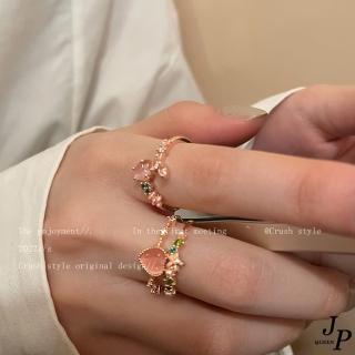 【Jpqueen】單層雙層甜美愛心鋯石開口可調整戒指(2款可選)