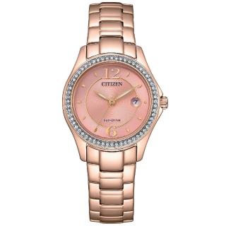 【CITIZEN 星辰】LADYS系列 優雅晶鑽 光動能腕錶 618 年中慶 禮物(FE1252-82X)