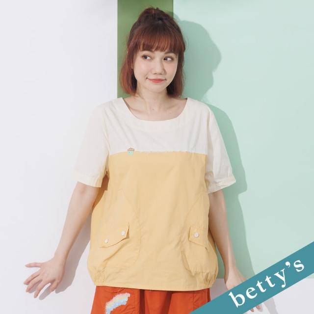 【betty’s 貝蒂思】造型口袋印花拼接上衣(黃色)