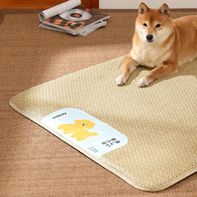 【萌貝貝】日本風寵物夏季竹籐涼蓆床墊 睡墊(寵物床 貓狗涼墊 寵物床 貓床 狗床)
