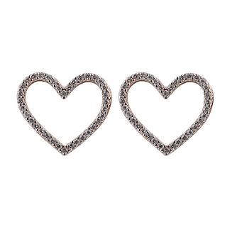 【KATE SPADE】經典愛心造型鑲鑽穿式耳環(玫瑰金)